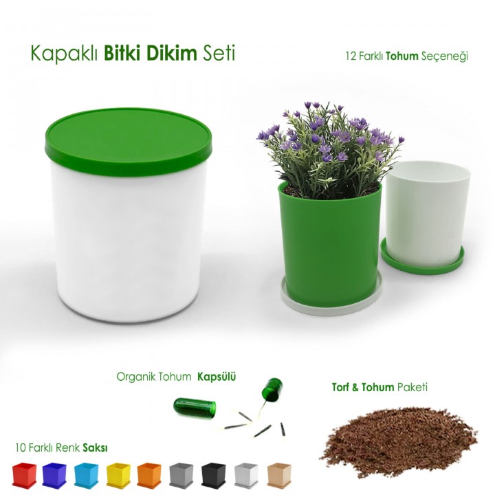Yuvarlak Saksılı Promosyon Bitki Dikim Seti